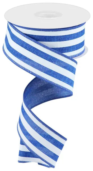 1.5"X10YD VERTICAL STRIPE ROYAL BLUE/WHITE - Burlap and Bling Decor