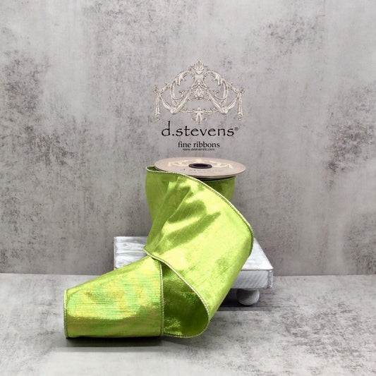 4“ x 10yds metallic dupion, lime green