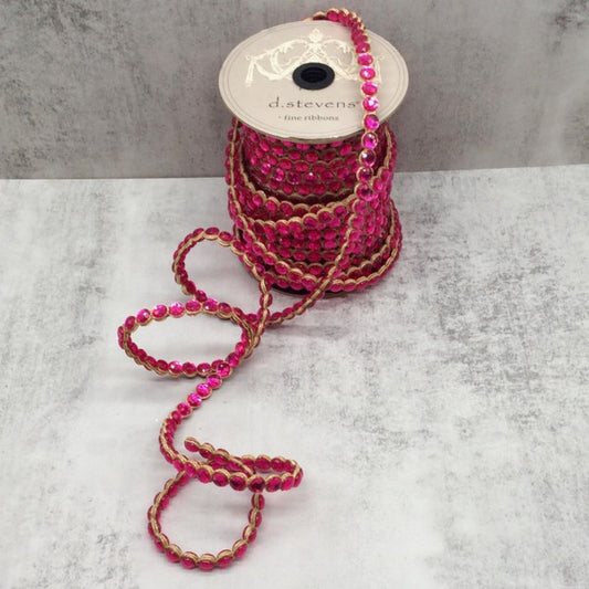 .5"x10yrds crown jewel double sided fuchsia - Burlap and Bling Decor