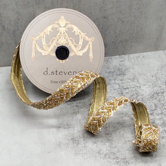 1” x 5yds bead jewel chevron glam, gold