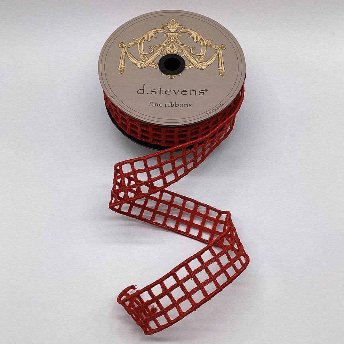 1.5“ x 10yds metallic window pane, red wired ribbon - Burlap and Bling Decor