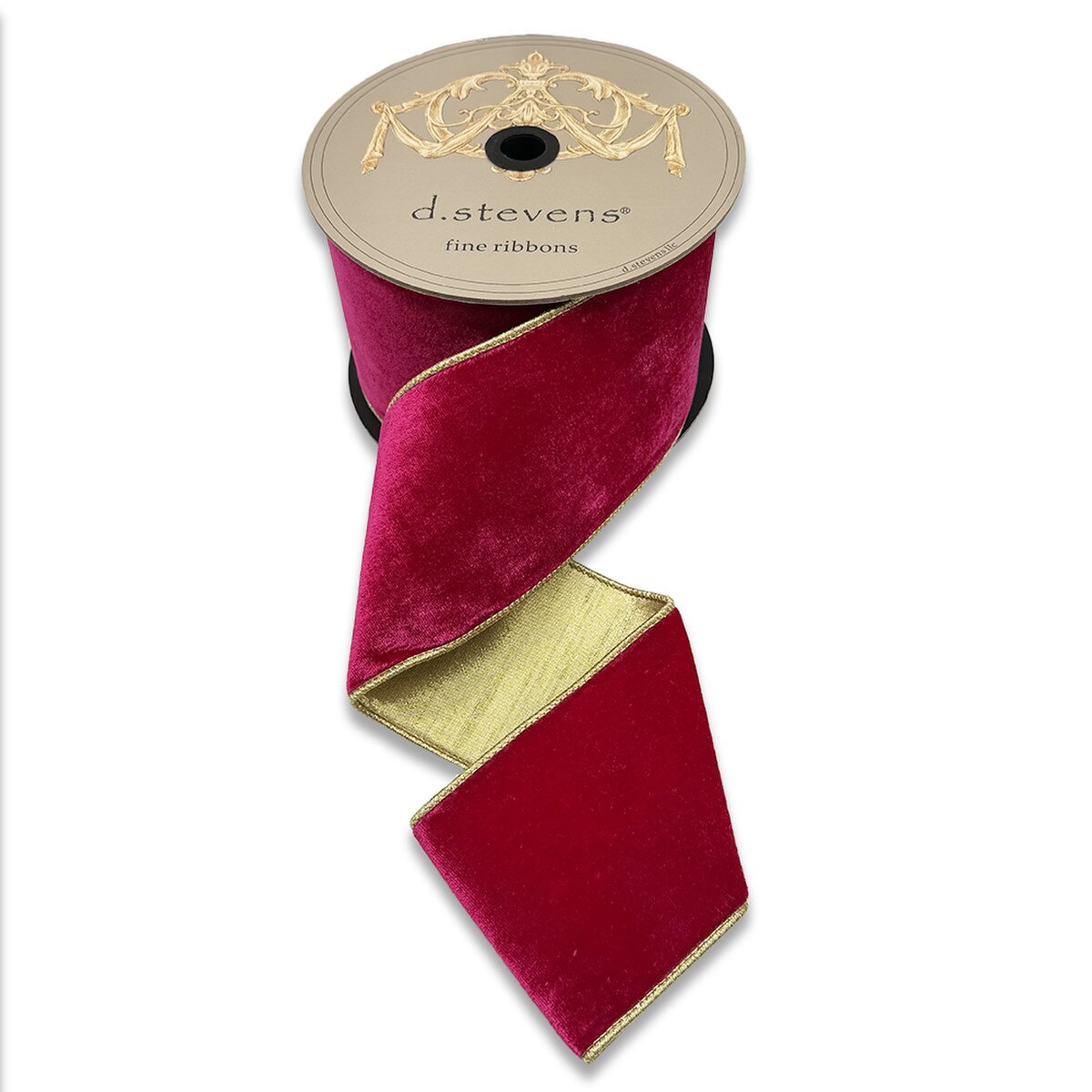 4" x 10yds VP lush velvet metallic gold back, hot pink