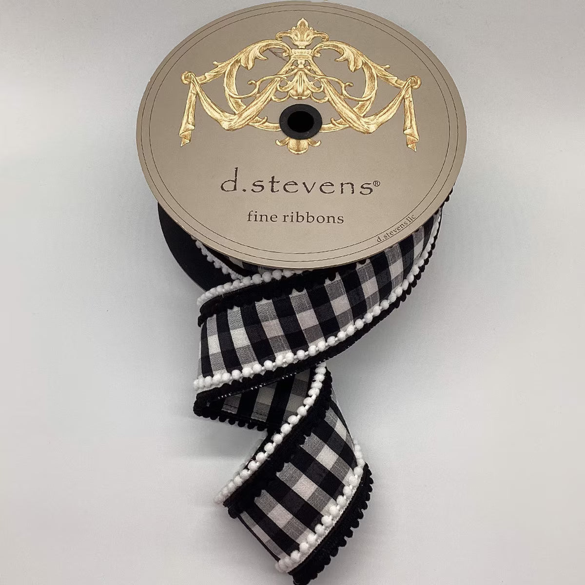 3“ x 10yds dupion check white black pom pom 
trim, black white - Burlap and Bling Decor