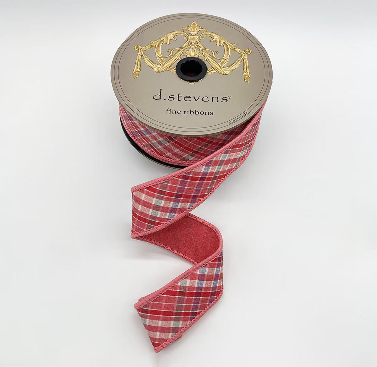 1.5“ X 10YDS DUPION DIAGIONAL CAMELLIA PLAID, PINK HOT PINK BACK WIRED RIBBON - Burlap and Bling Decor