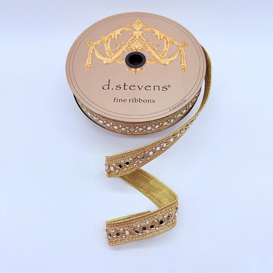 1“ x 10yds metallic clear jewel mirror, gold - Burlap and Bling Decor