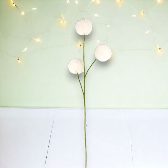 31in White Dandilion Stem - Burlap and Bling Decor