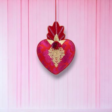 14in Pink / Gold Hanging Heart