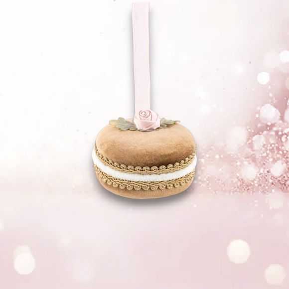 4in Brown Macaron Ornament - Burlap and Bling Decor