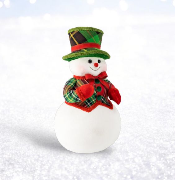 15in Green Plaid Snowman - Burlap and Bling Decor
