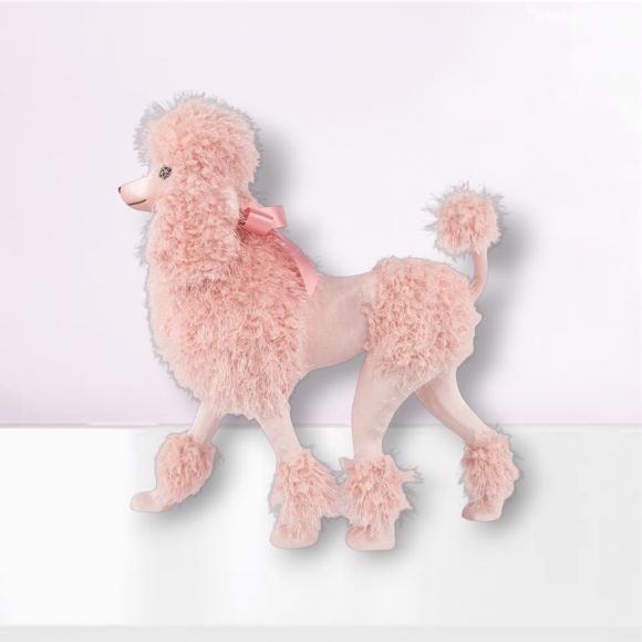 19in Fancy Pink Poodle Standing - Burlap and Bling Decor