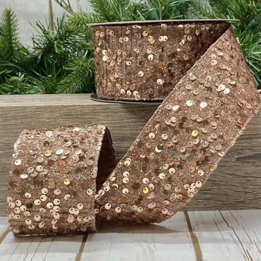 2.5" x 10yds sequin tinsel, brown - Burlap and Bling Decor