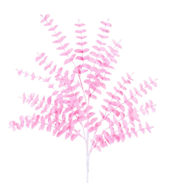 27"L GLITTER EVA EUCALYPTUS SPRAY PINK - Burlap and Bling Decor