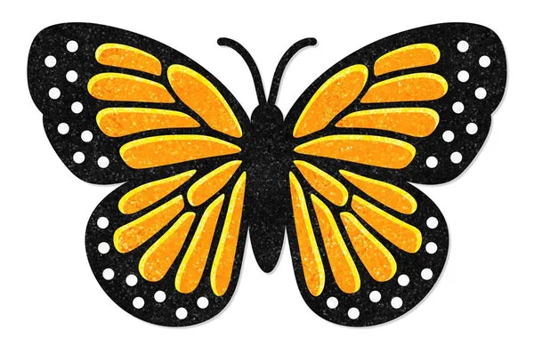 20"WX12.7"H GLITTER BUTTERFLY W/ANTENNAE ORNG/YLW/BLK/WHT - Burlap and Bling Decor