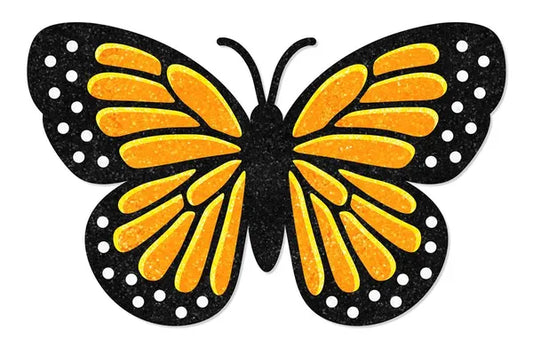 20"WX12.7"H GLITTER BUTTERFLY W/ANTENNAE ORNG/YLW/BLK/WHT - Burlap and Bling Decor