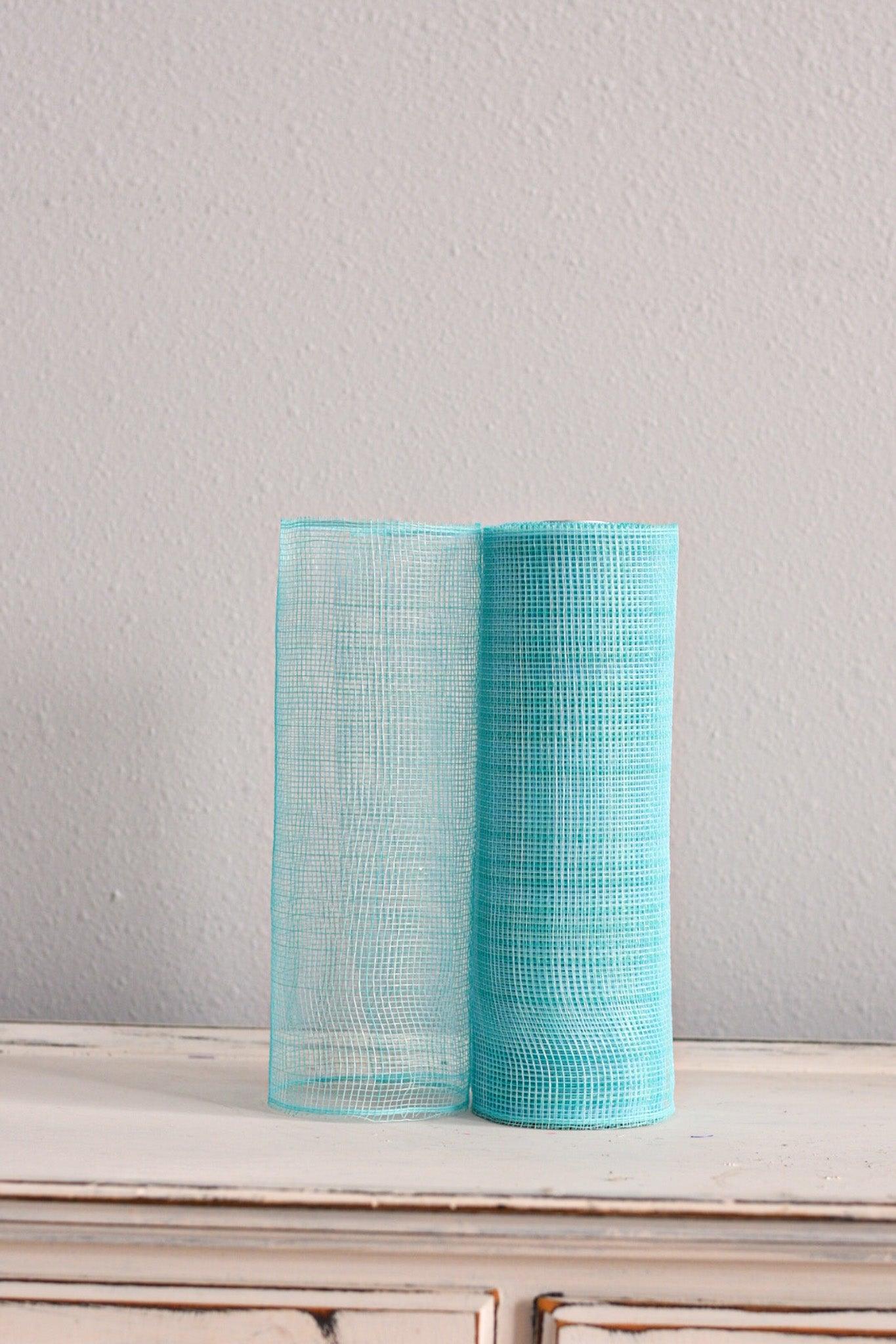 10"X10YD MULTI STRIPE MESH AQUA - Burlap and Bling Decor