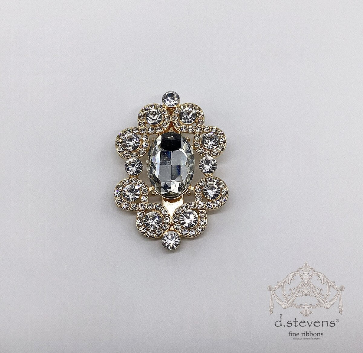 3” oval infinity crystal jewel clip, clear gold - Burlap and Bling Decor