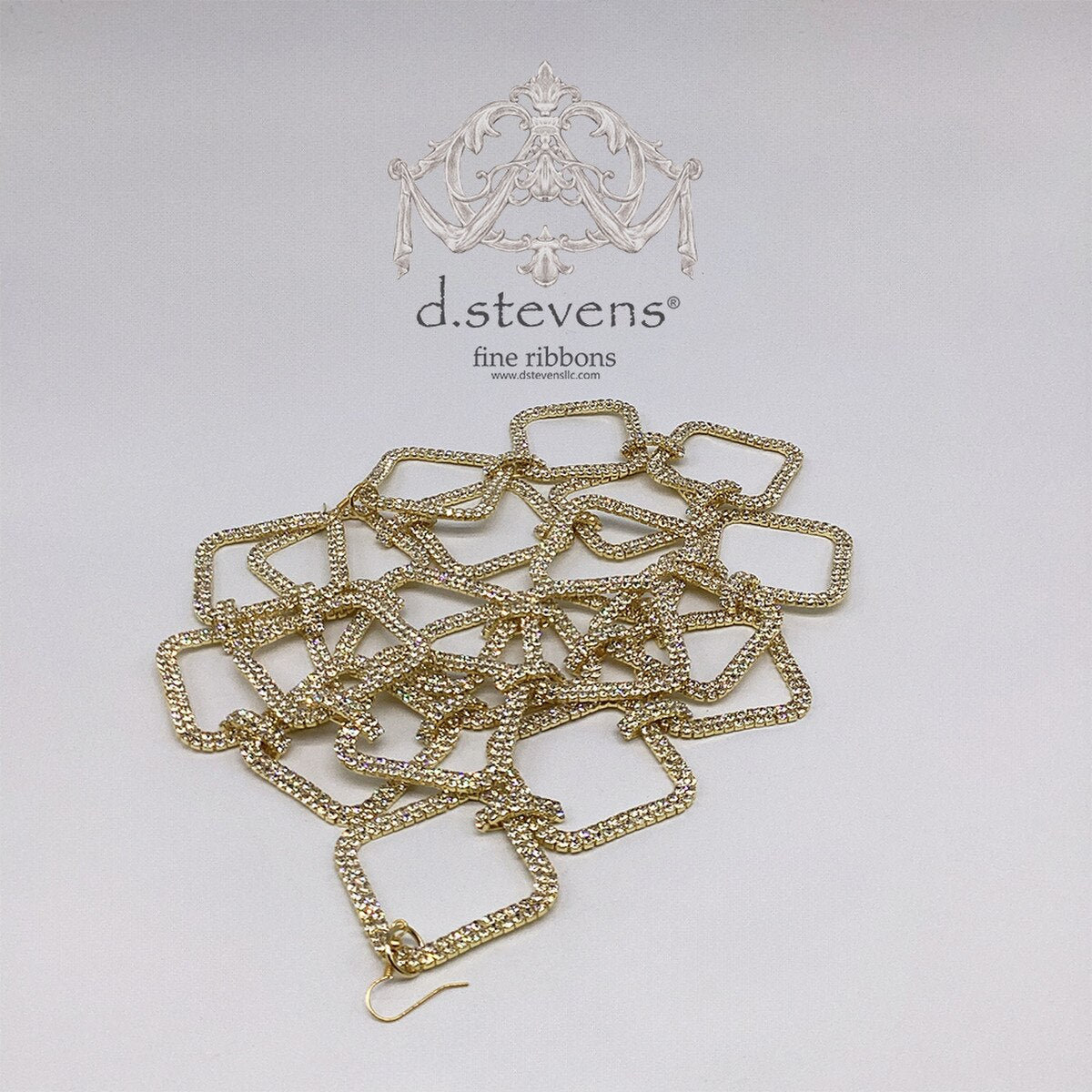 1.75“ x 36” diamond crystal garland hooks, gold - Burlap and Bling Decor