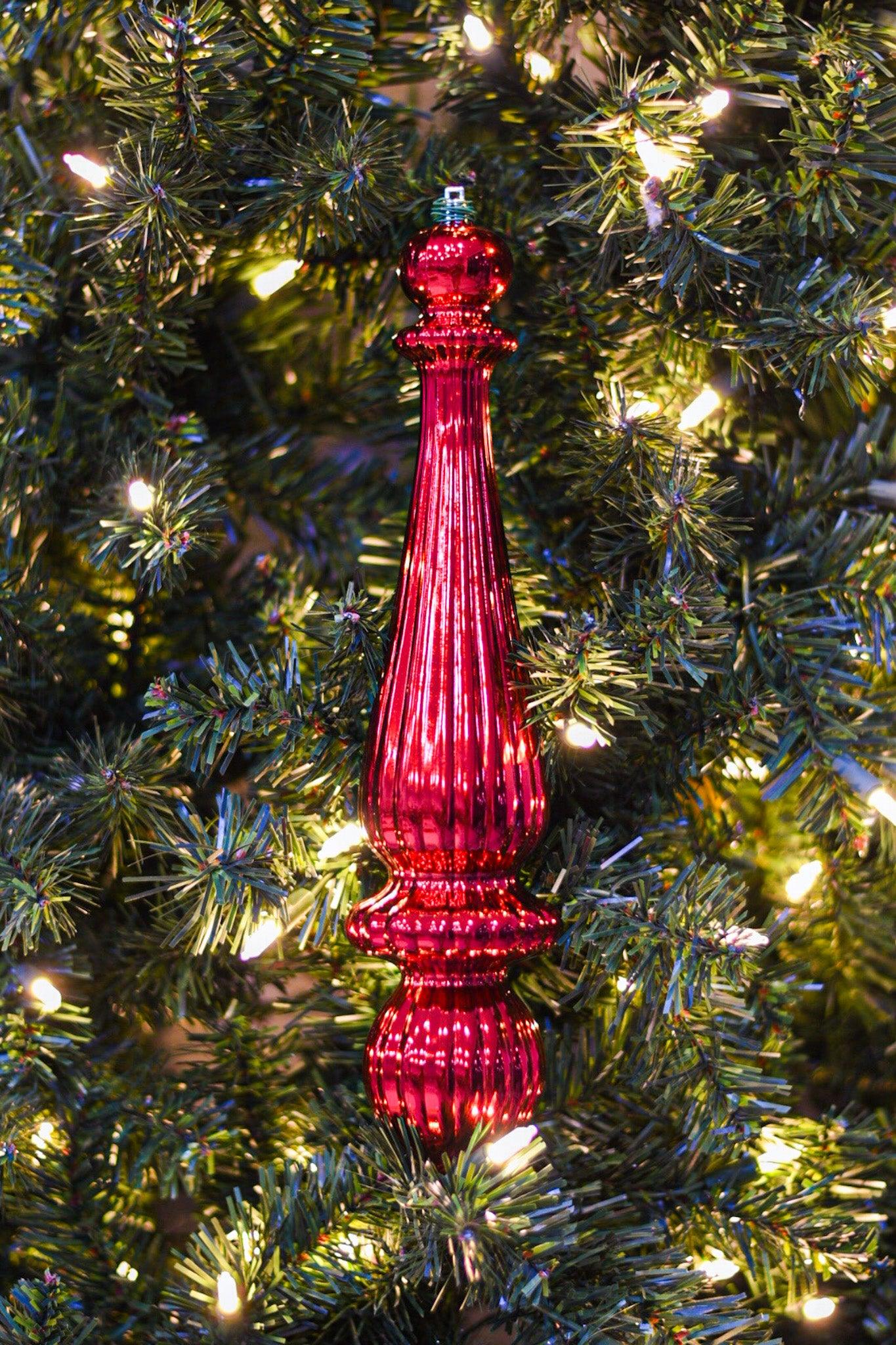 14in Red Shiny Finial Drop UV Drill - Burlap and Bling Decor