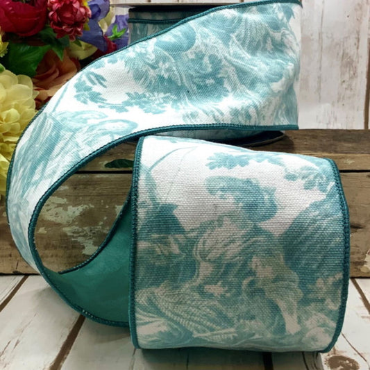 4” x 10yds canvas bayeux toile, celadon - Burlap and Bling Decor
