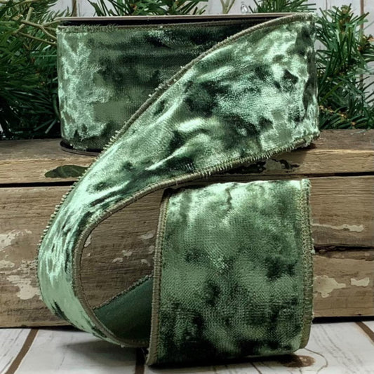 2.5" x 10yds Crushed Velvet, Moss