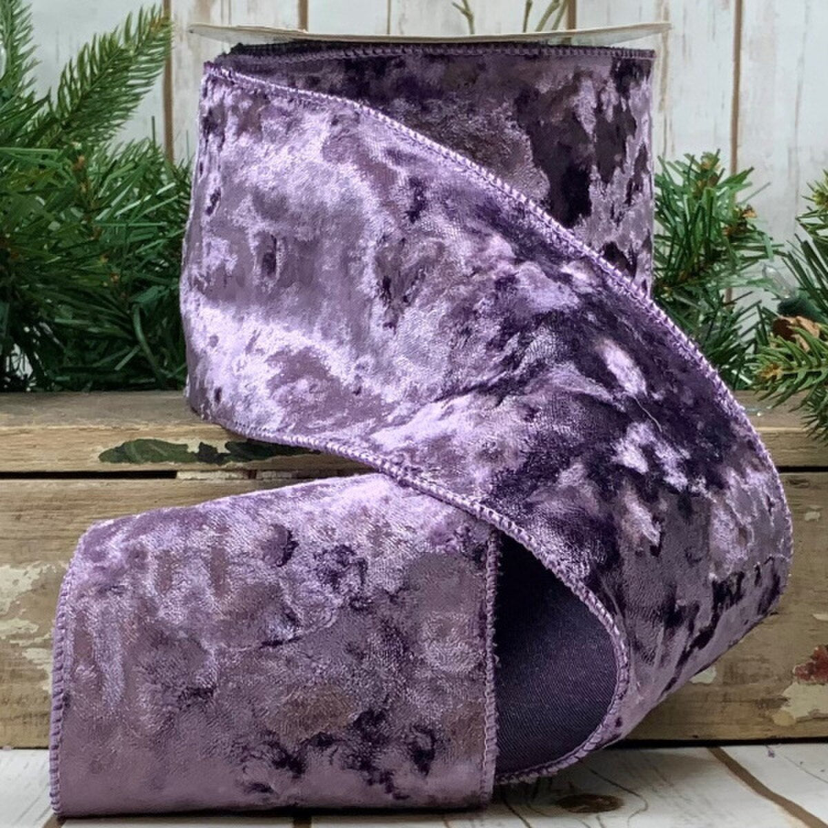 4“ x 10yds crushed velvet, eggplant