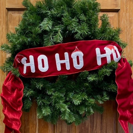 6" x70" velvet ho ho ho banner red - Burlap and Bling Decor