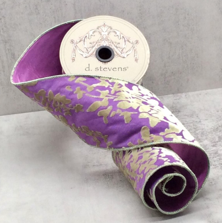 4" x 10yds burn out velvet bisque liriope, lavender