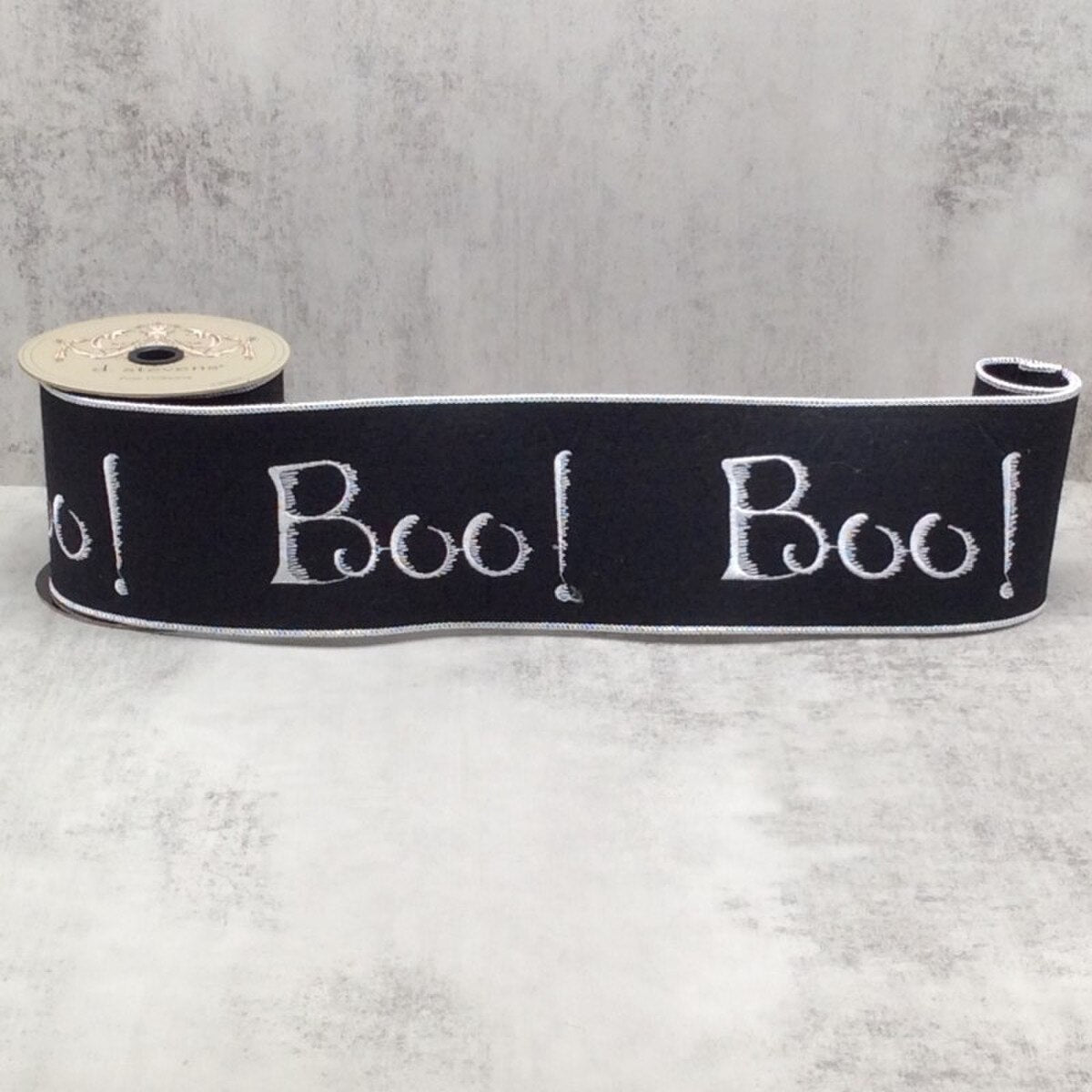 4" x 5yds felt boo boo boo, black white