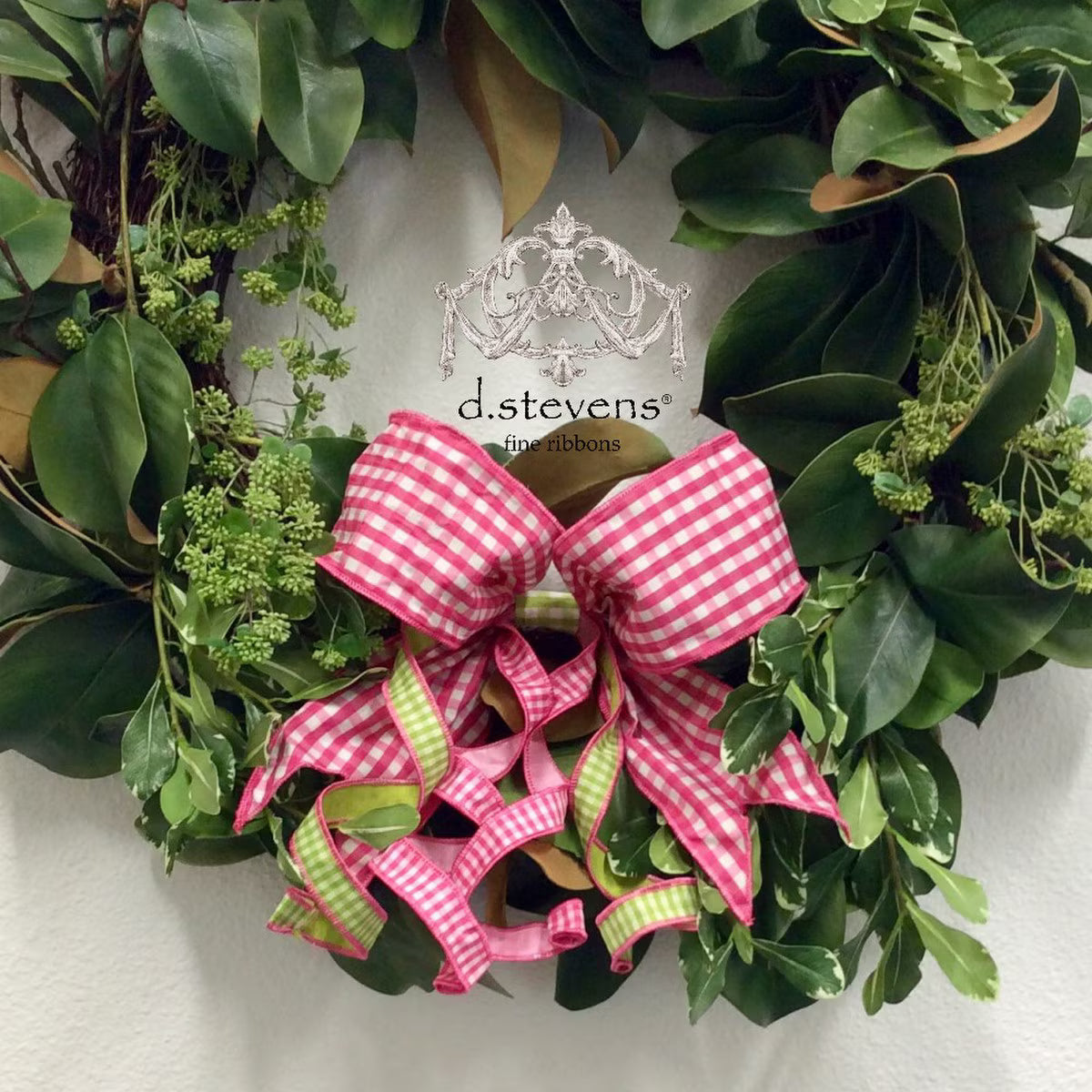 16” FAUX LINEN PINK WHITE CHECK BOW LIME WHITE CHECK BACKING, PINK - Burlap and Bling Decor