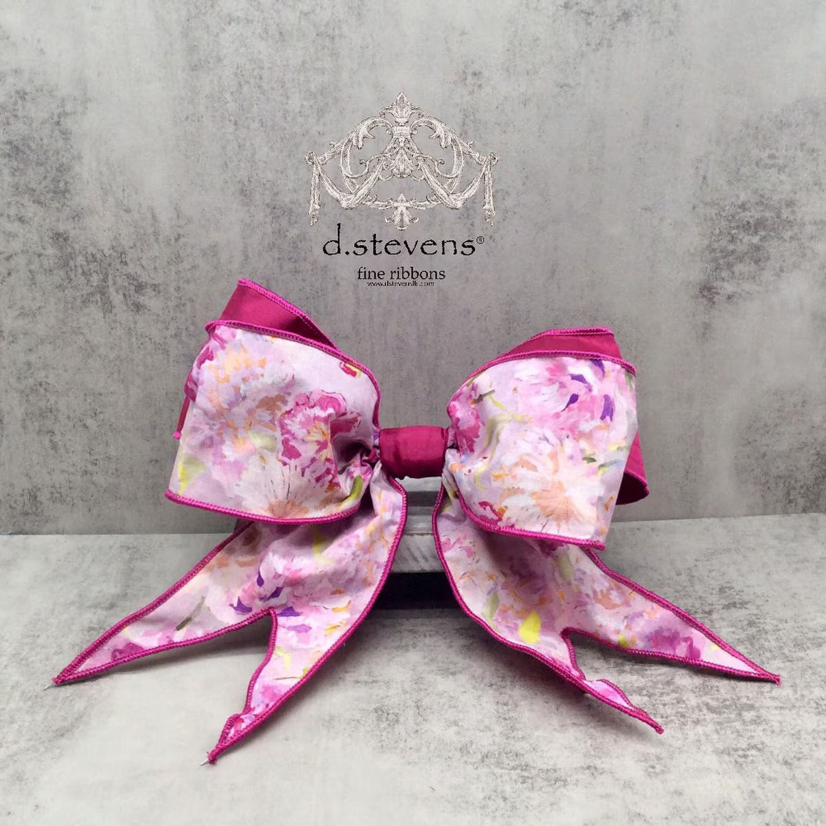12“ LINEN BOW WATERCOLOR PEONIES, PINK LAVENDER - Burlap and Bling Decor