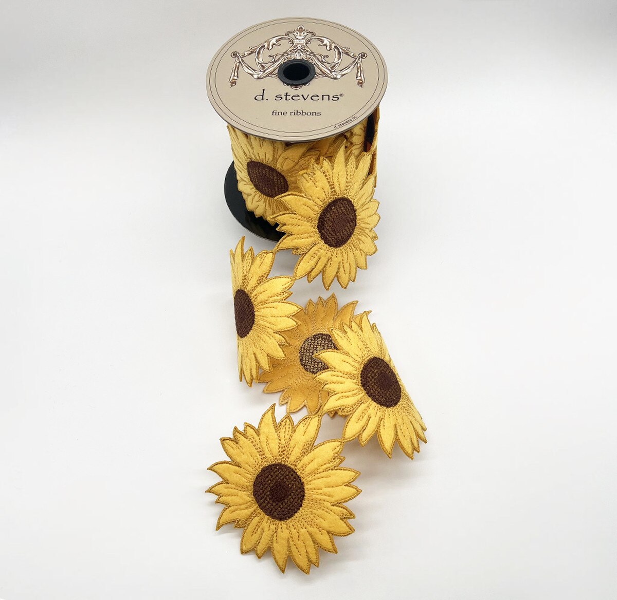 4” X 5YDS FELT EMBROIDERY SUNFLOWERS GARLAND, YELLOW - Burlap and Bling Decor