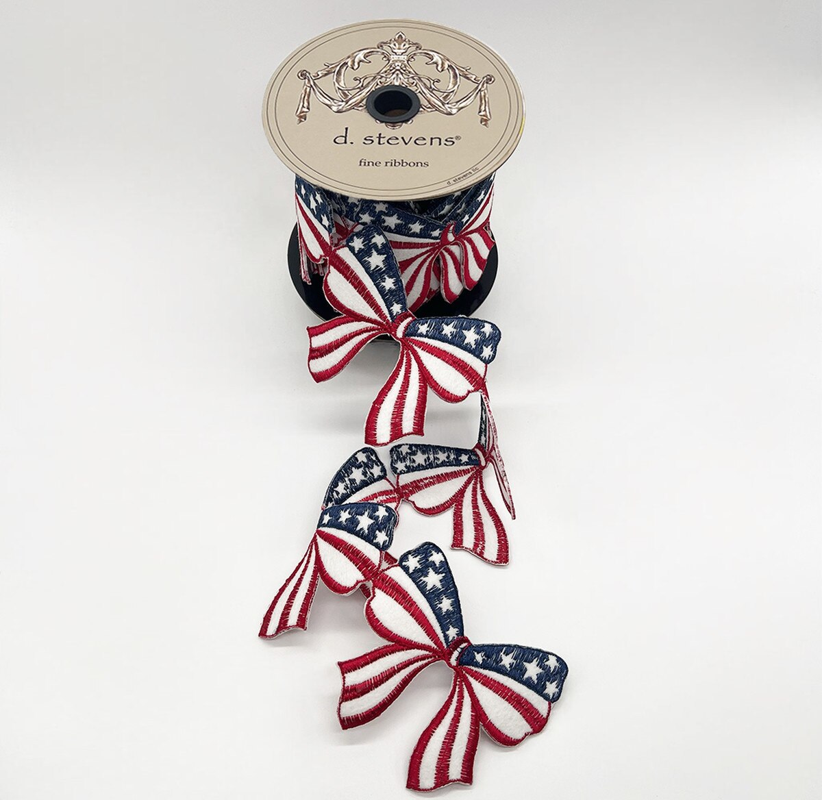 3.5“ X 5YDS FELT EMBROIDERY AMERICANA BOW GARLAND, RED WHITE BLUE - Burlap and Bling Decor