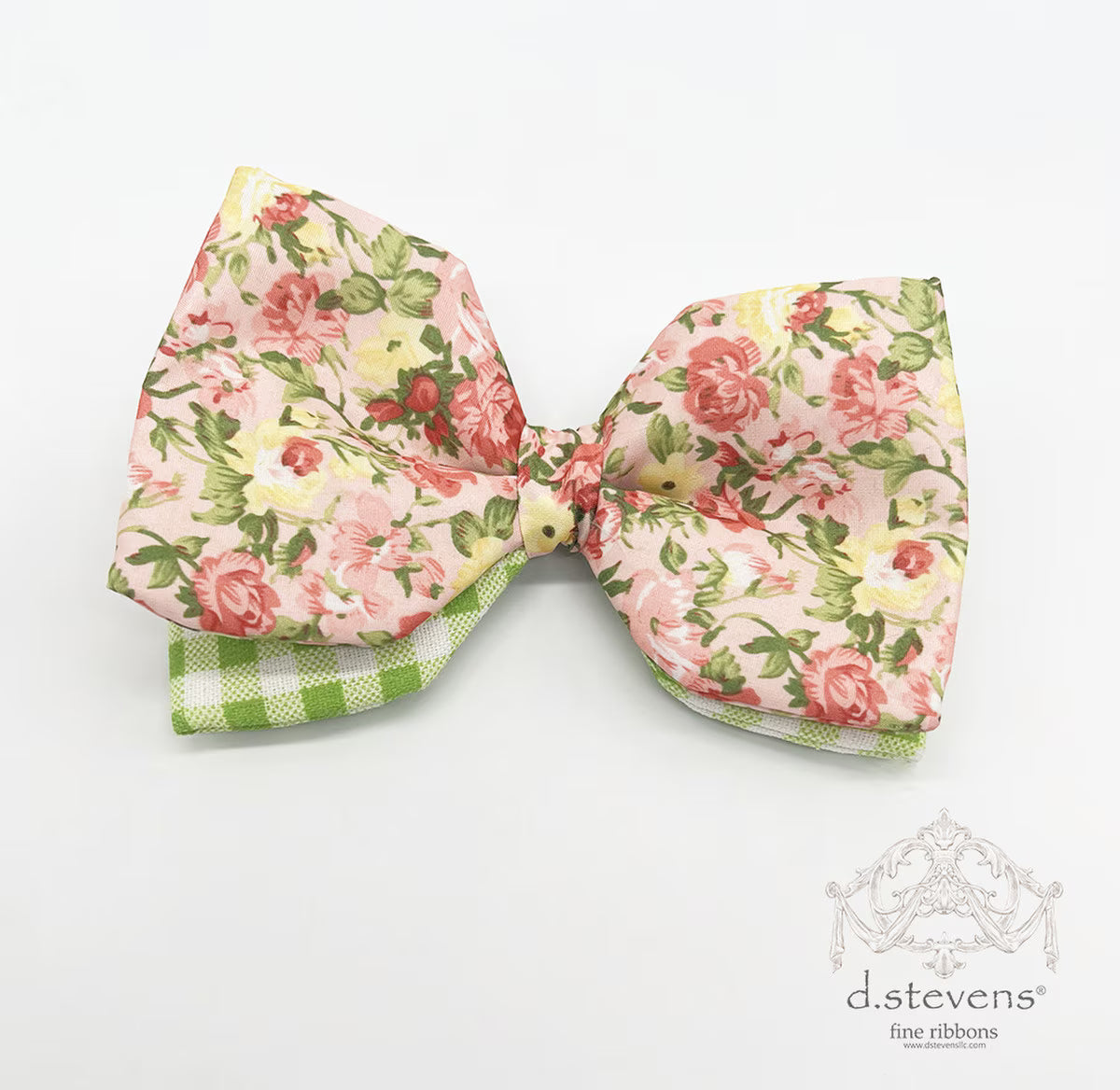 6“ POPLIN ROSES CLIP BOW, MAUVE YELLOW - Burlap and Bling Decor