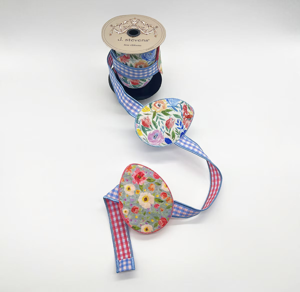 3“ X 3YDS POPLIN FLORAL EASTER EGGS GARLAND, RED BLUE YELLOW - Burlap and Bling Decor