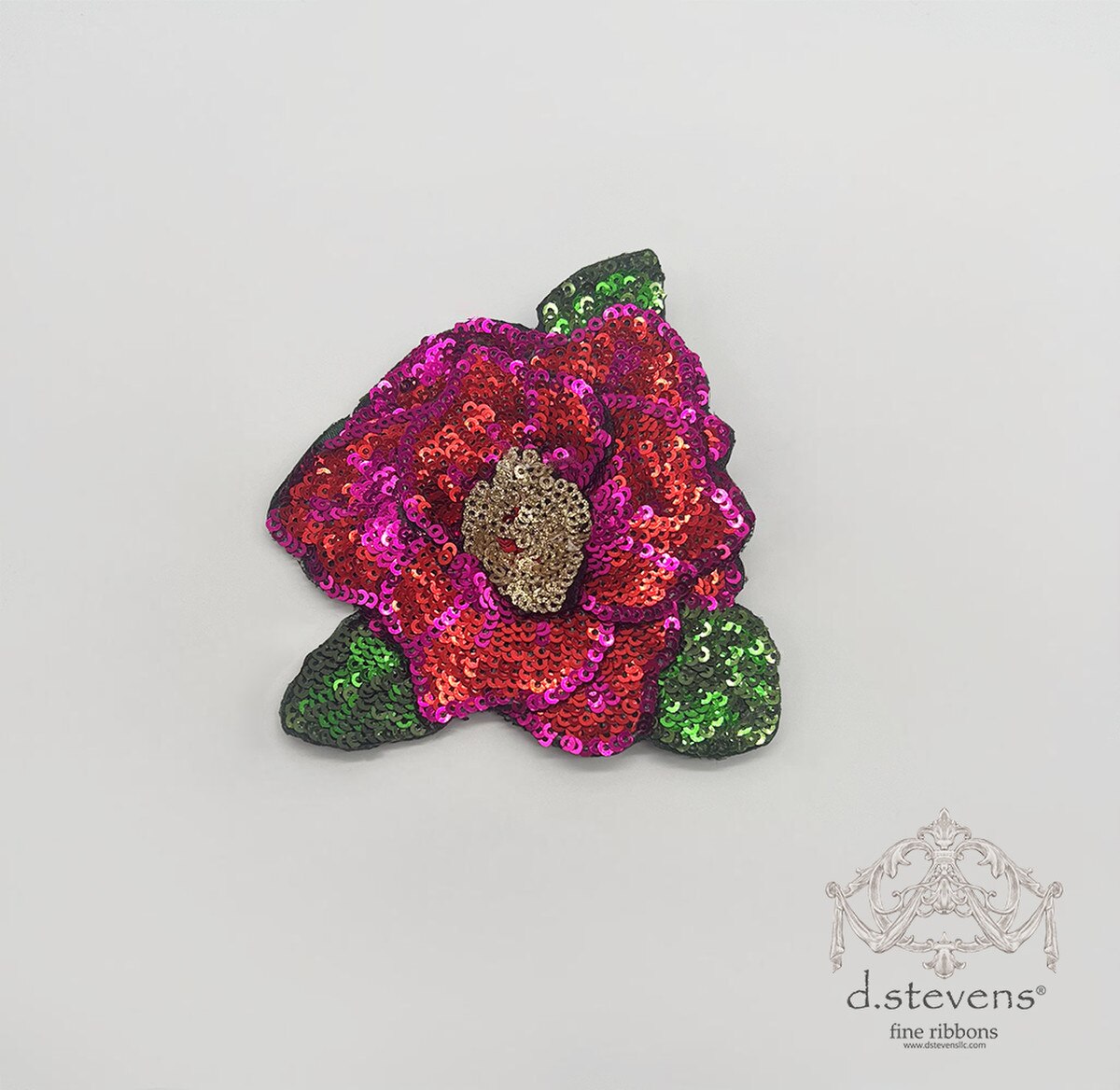 6” SEQUIN ROSE CLIP, RED GREEN - Burlap and Bling Decor