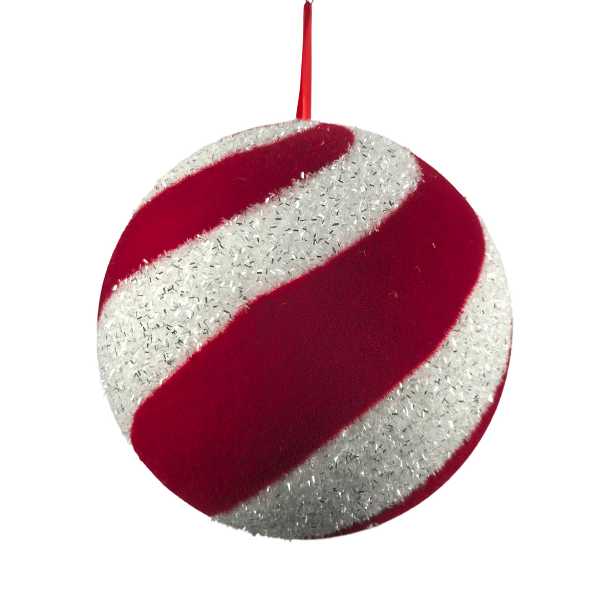12" TINSEL FLOCKED STRIPED