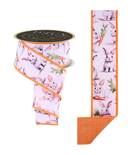 2.5"X10YD RABBITS/CARROTS/FUSED WIRED RIBBON