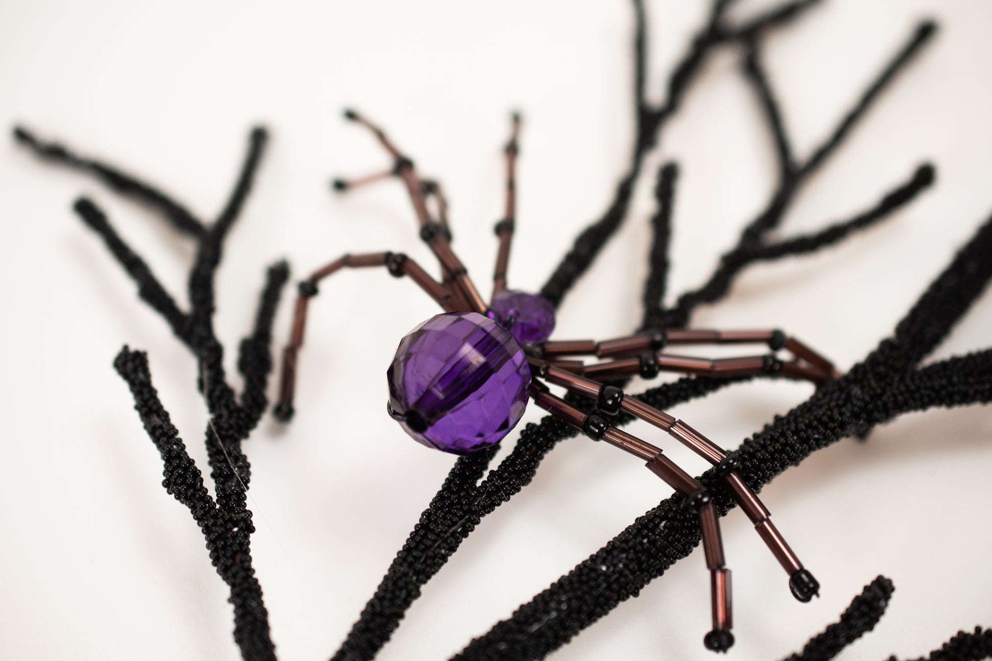 Beaded Purple Spiders Stem - Burlap and Bling Decor