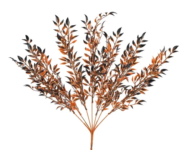 17.25" LEAF BUSH ORANGE/BLACK - Burlap and Bling Decor