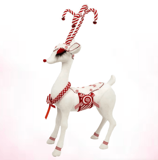 28in White Candy Reindeer - Burlap and Bling Decor