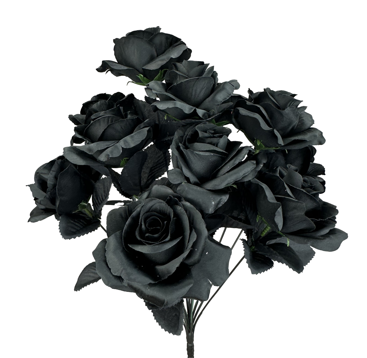 Black Open Rose Bush Black Leaves - Burlap and Bling Decor
