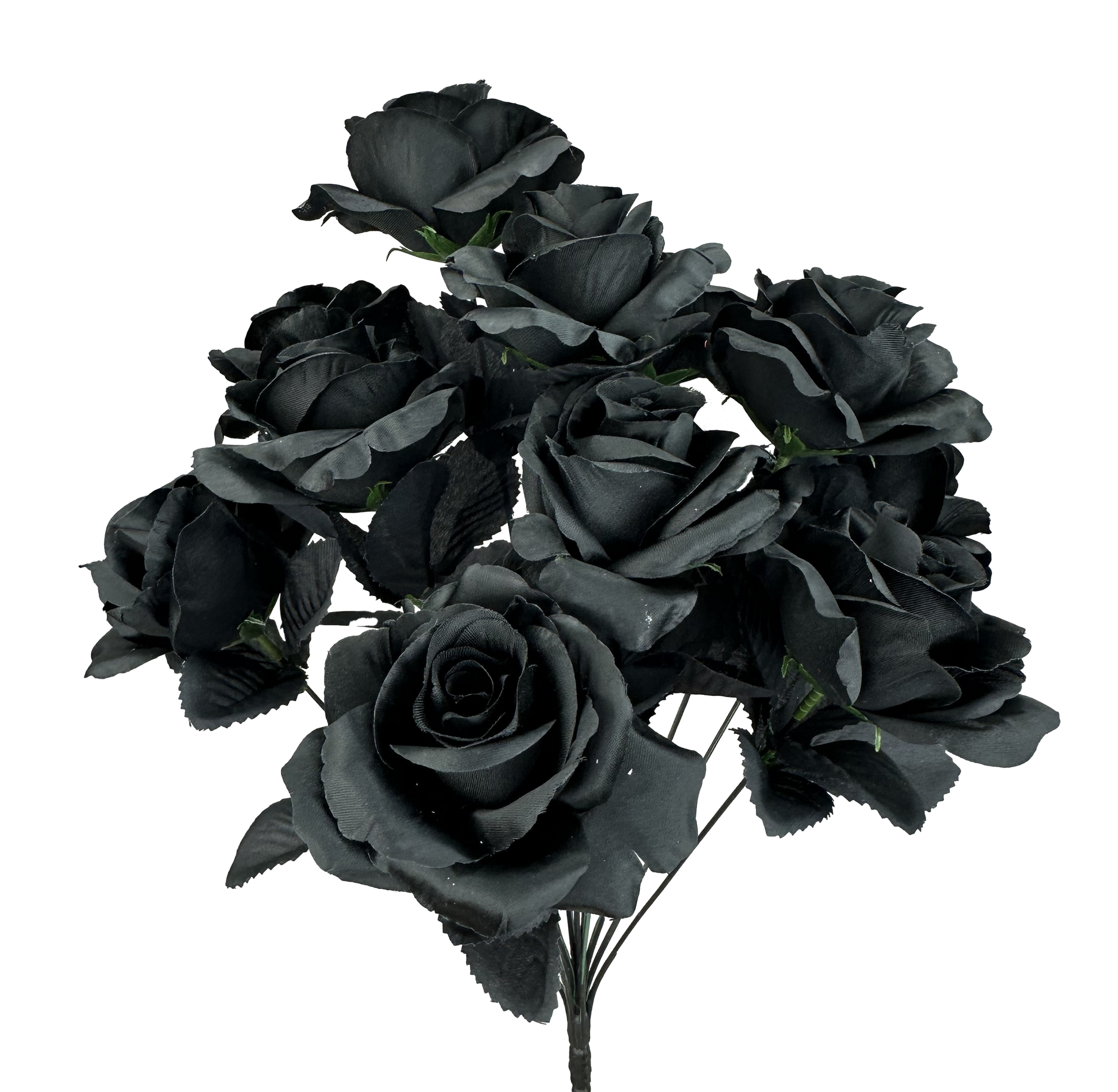 Black Open Rose Bush Black Leaves - Burlap and Bling Decor