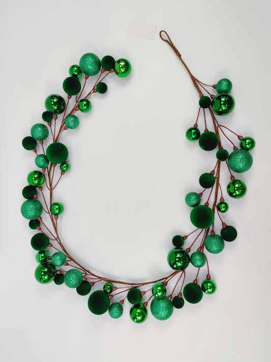 65 IN BALL ORNAMENT GARLAND GREEN