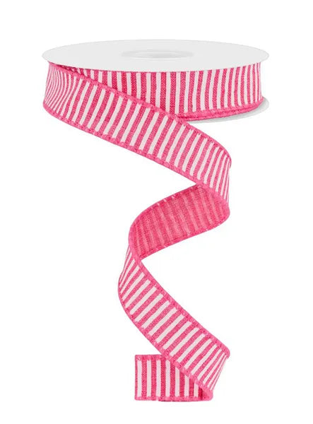 7/8"X10YD HORIZONTAL STRIPES/ROYAL HOT PINK/WHITE - Burlap and Bling Decor