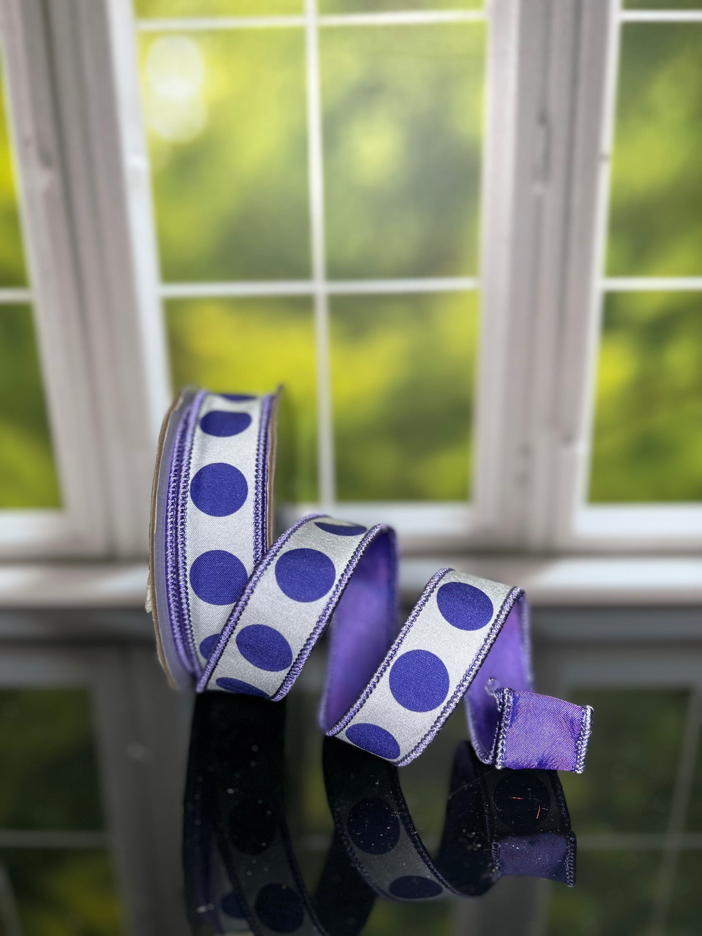 Purple 1"x 10Y Double Sided Wired Ribbon - Burlap and Bling Decor