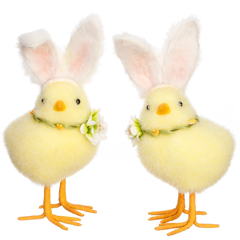 7.5" YELLOW CHICK WITH RABBIT EARS - Burlap and Bling Decor