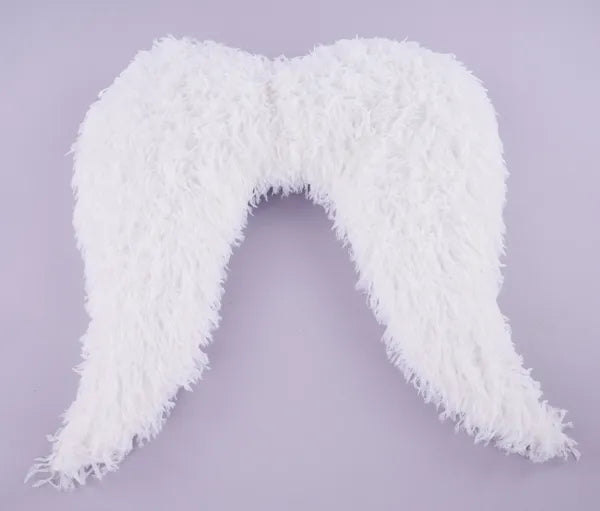 20"H FURRY FABRIC ANGEL WINGS WHITE - Burlap and Bling Decor