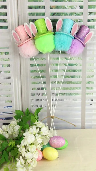 18"H BUNNY/EAR/HAT CHOOSE ONE : PNK/LAV/BLU/GRN - Burlap and Bling Decor