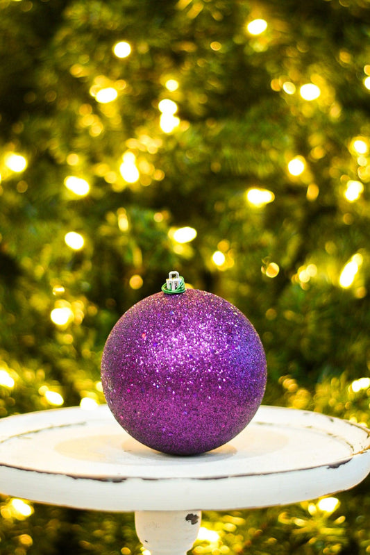 4.75in Plum Sequin Ball Drilled - Burlap and Bling Decor
