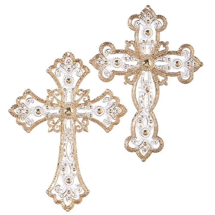 5" Jeweled Cross Ornament - Burlap and Bling Decor